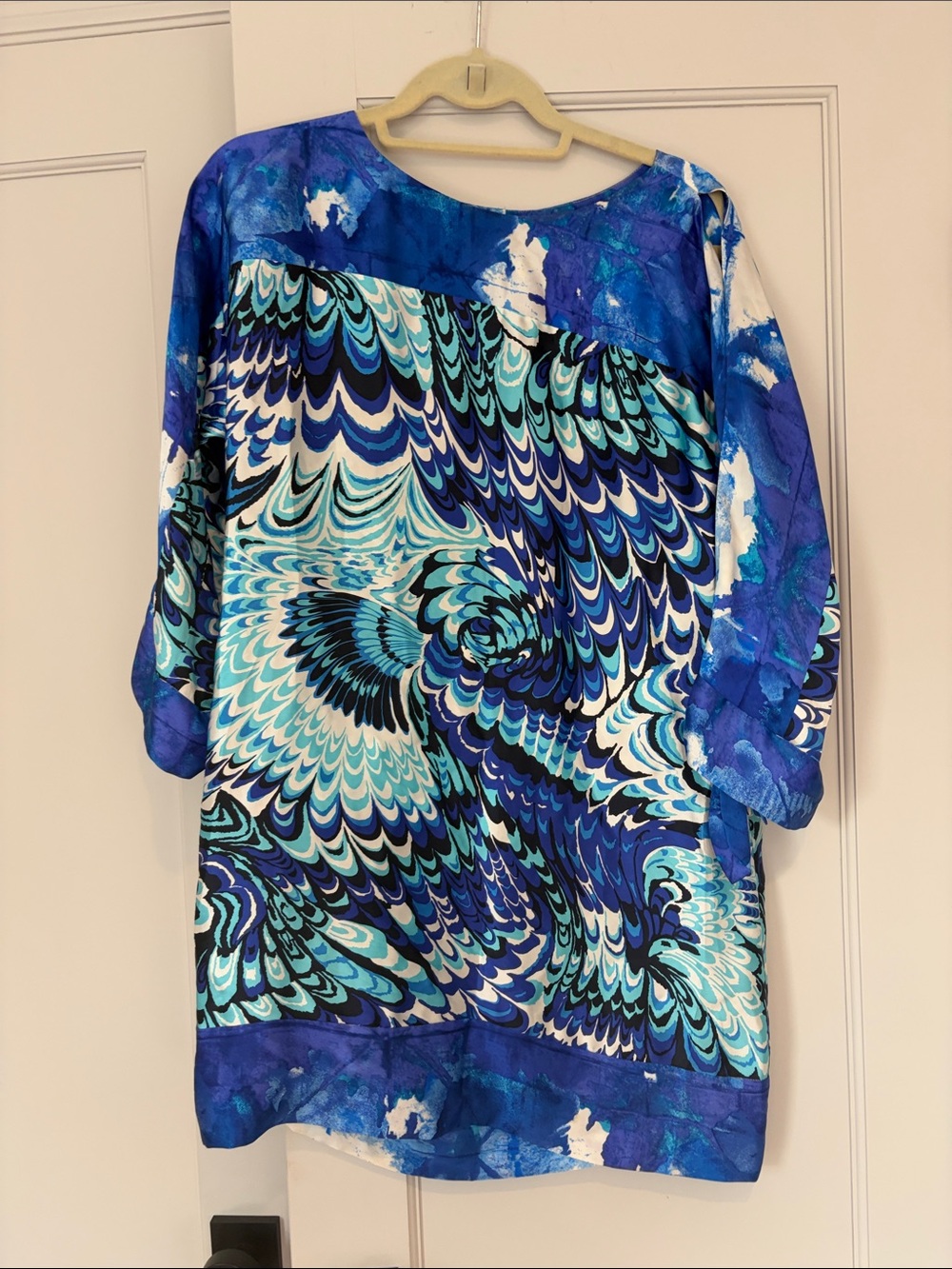 Laundry by Shelli Segal Blue Abstract Swirl Tunic Dress